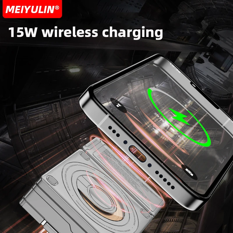 10000mAh Magnetic Wireless Power Bank Stand Portable USB Cable Fast Charging Spare Battery for Apple Watch iPhone Samsung Xiaomi view 4