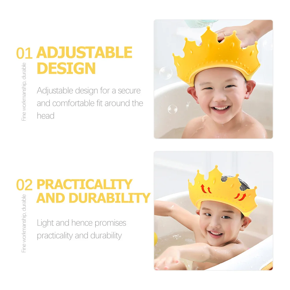 

Kids Washing Hair Hat Crown Shape Adjustable Waterproof Shampoo Hat Bath Caps Protect Eyes Ears Toddlers Children Cartoon