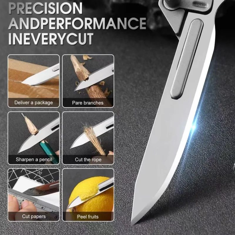 Carbon fiber folding surgical blade, sharp art knife, camping, unboxing, outdoor portable carving tool, change to size 60 blade