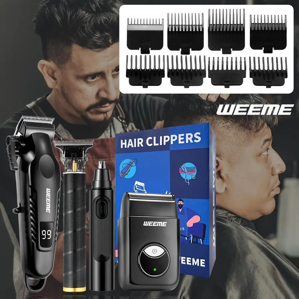 Herren-Pflegeset USB Schnellaufladbarer Haarschneider, T-Style Trimmer, Rasierer, Nasenhaartrimmer, 4-teiliges Set für Zuhause & Reisen – Detail 7