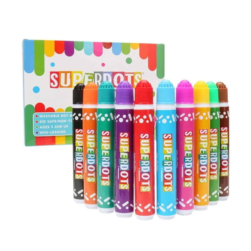 3/6/8/10Colors Dot Marker Washable Marker Pens Portable Toddler Art Set for Kids Coloring Books Drawing DIY Graffiti