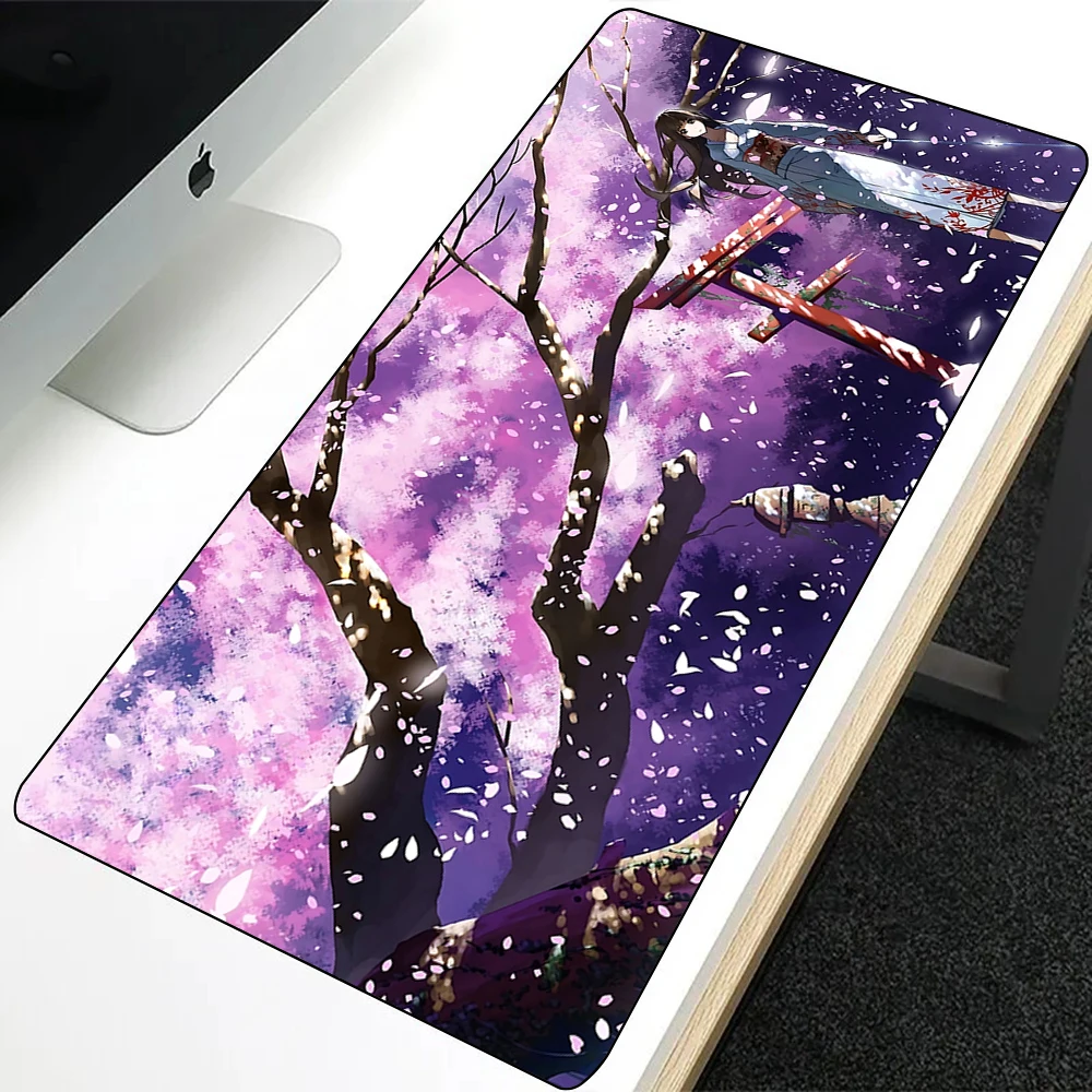 

Pink Cherry Blossoms Anime Mousepad HD Printing Computer Gamers Locking Edge Non-slip Mouse Pad XXL90x40cm Keyboard PC Desk Pad