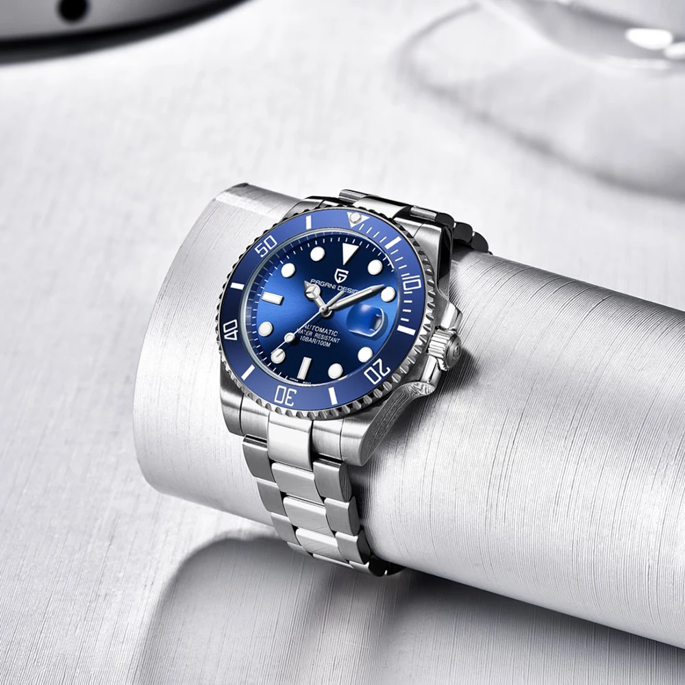 PAGANI DESIGN مقاوم للماء الميكانيكية ساعة أوتوماتيكية للرجال الفولاذ المقاوم للصدأ الياقوت الزجاج هدية الأعمال ساعة رجالي صندوق reloj #4