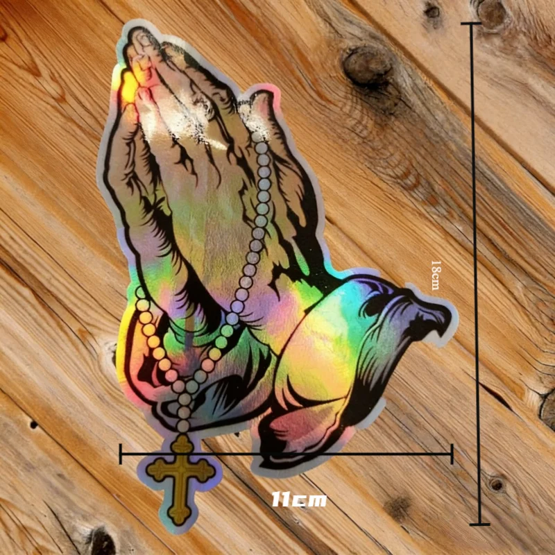 Car Stickers Colorful Glass Praying  Cling Religious Praying Hand Pattern Car Window Decor Decals for Truck Motorcycle Body