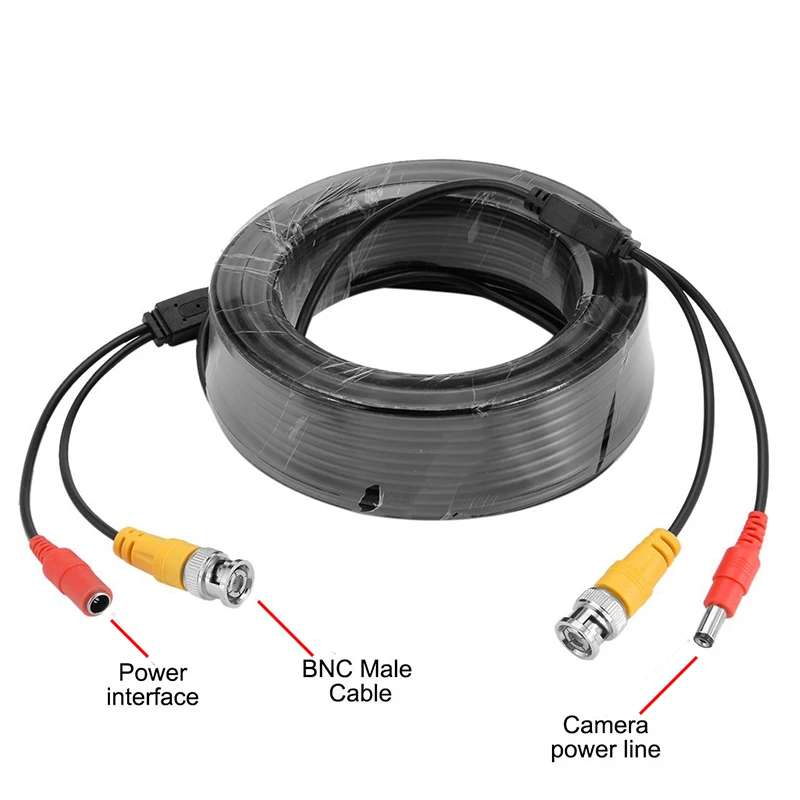 HKIXDISTE 65ft(20m) BNC Video Power Siamese Cable for Surveillance CCTV Camera Accessories DVR Kit