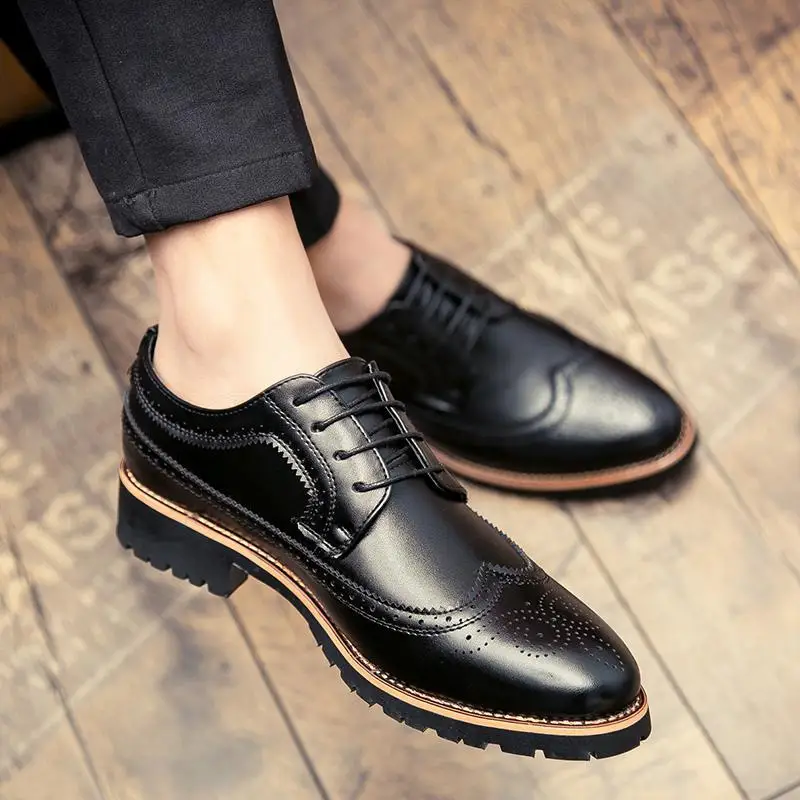 Formal Wear Youth Men's Party Black Leather Shoes British Retro Korean Type Casual Elegant