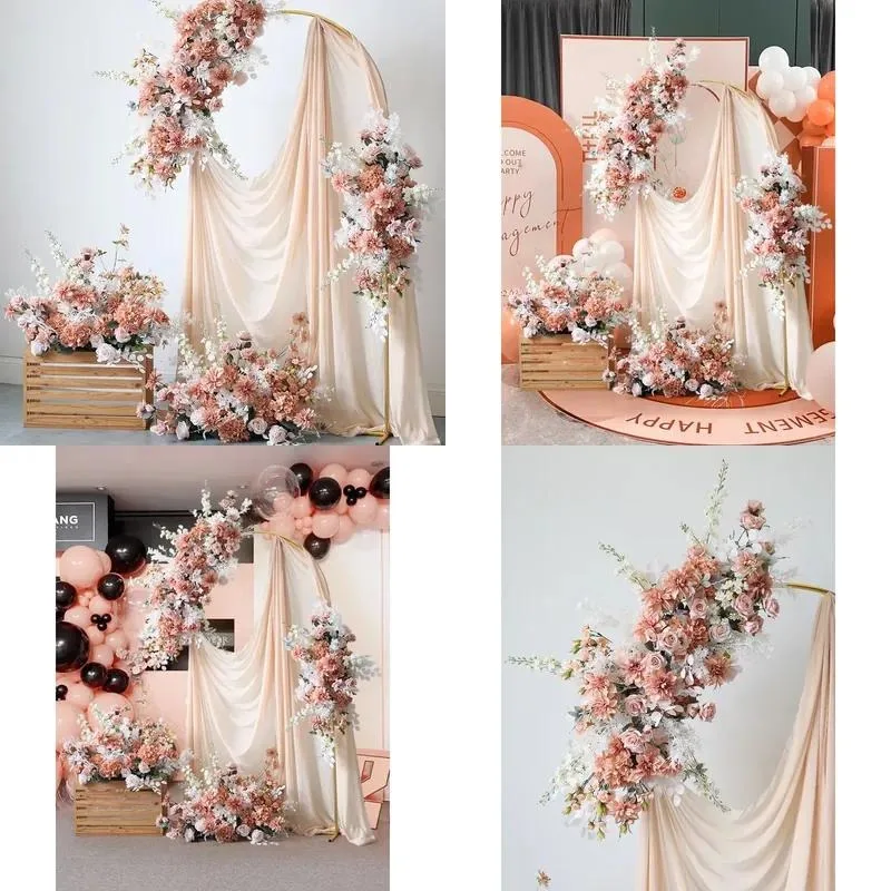 Wedding Arch Artificial Flower Yarn Background Decoration Party Floral Arrangement