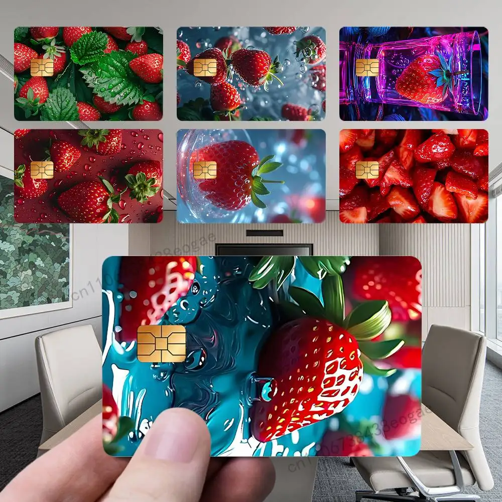 

Delicious Fruit Strawberry PVC Sticker Film Tape Skin for Credit Debit Card For Credit Debit Card Small Large Chip