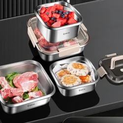 Food grade 316 stainless steel fresh-keeping box for refrigerator sealed storage fruit bento box picnic takeout lunch box