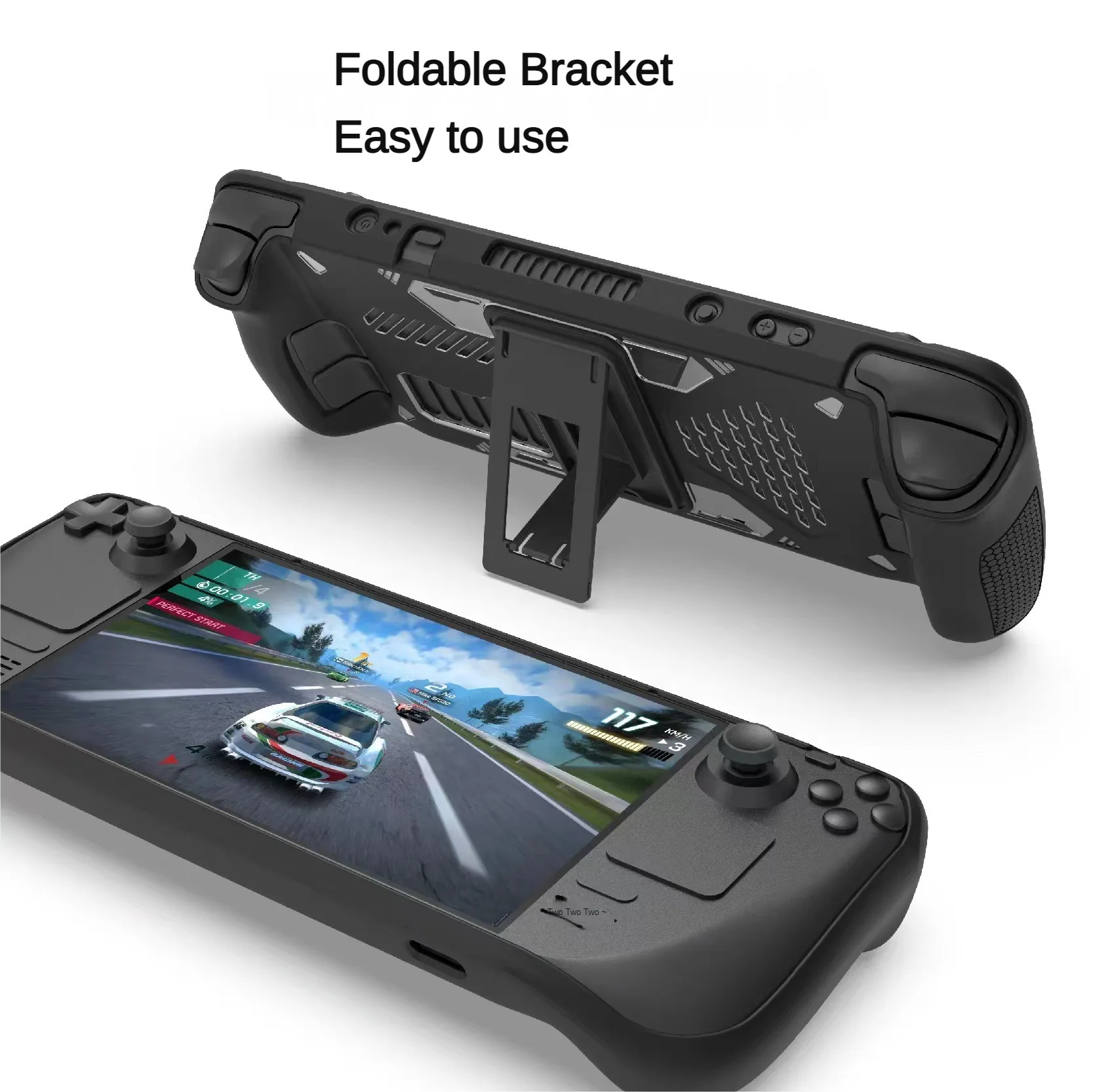 Silicone Console Protector Anti Slip Soft Shell Game Console Case with Foldable Bracket Replacement Accessories for Steam Deck