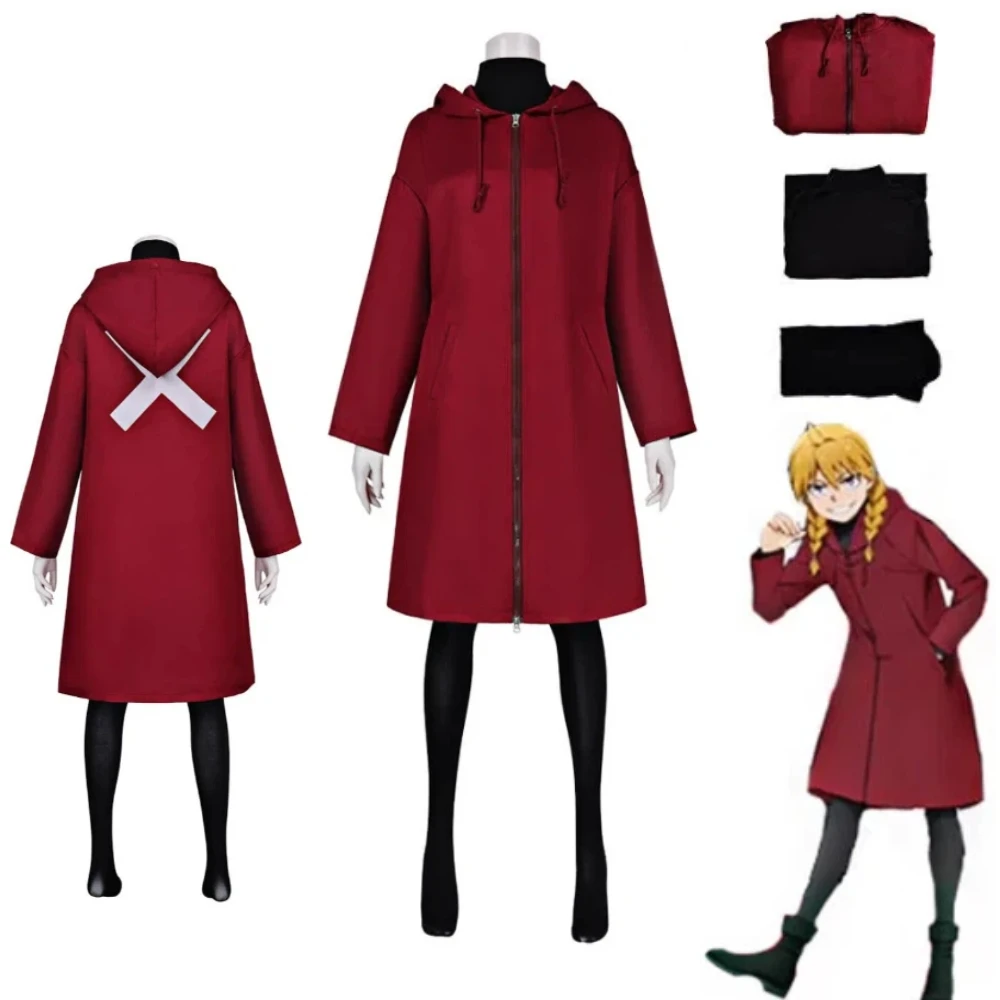 

Anime Yomi Messenger Gabu Cosplay Costume Wine Red Hooded Tracksuit Set Black Stockings Outfit Halloween Carnival Party Cosplay