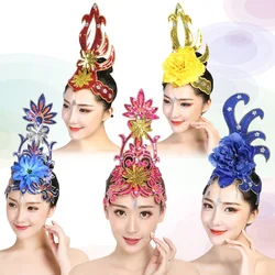 Women Yangko Folk Dance Tiara Dance Classical Dance Head Flower Headdress Opening Dance Show Stage Performance Hair Accessories