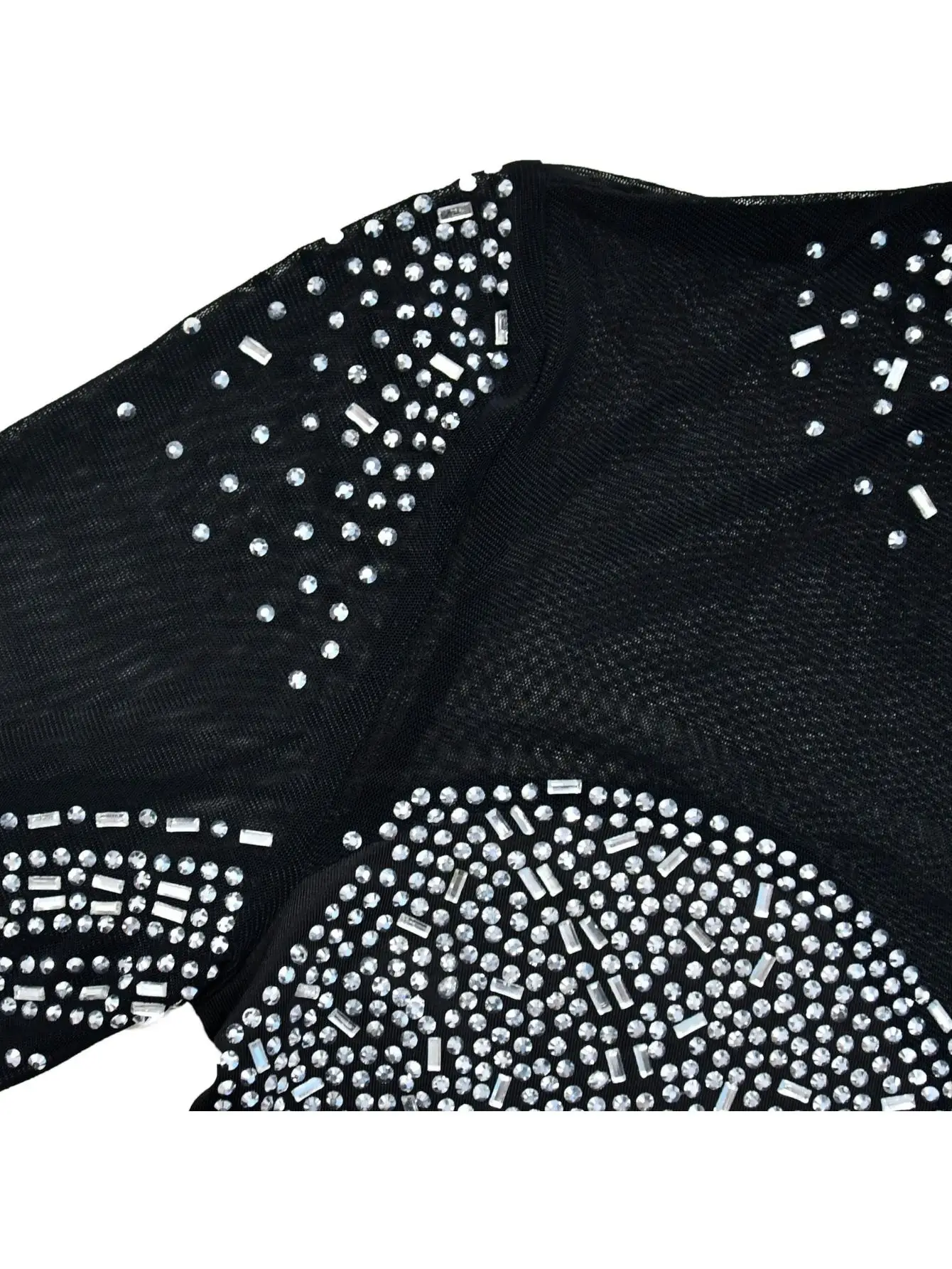 Elegante strass pura malha bodycon manga longa mini vestido para mulheres sexy moda noite vestidos de aniversário