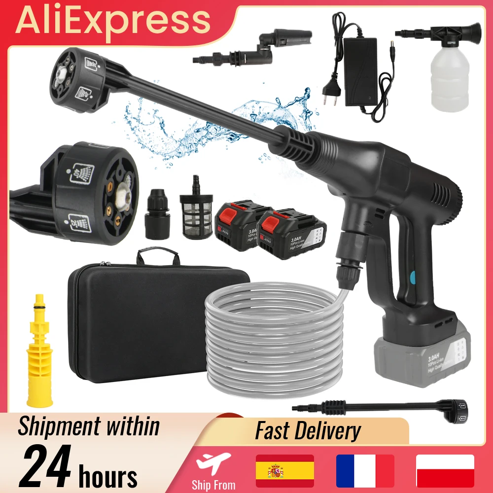 18V Kabellose Hochdruck-Wasserpistole 200 Bar Drahtloser Schaumgenerator 3500W Autowaschpistole für Auto, Haus und Garten Reinigungsmaschine Werkzeug