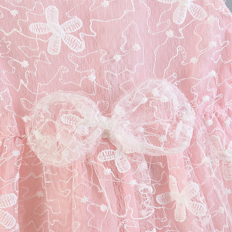 Girls Dress Summer Baby Birthday Party Clothes Kids Tulle Dress Sweet Princess Costume Sleeveless Lace Flower Children Girl A455