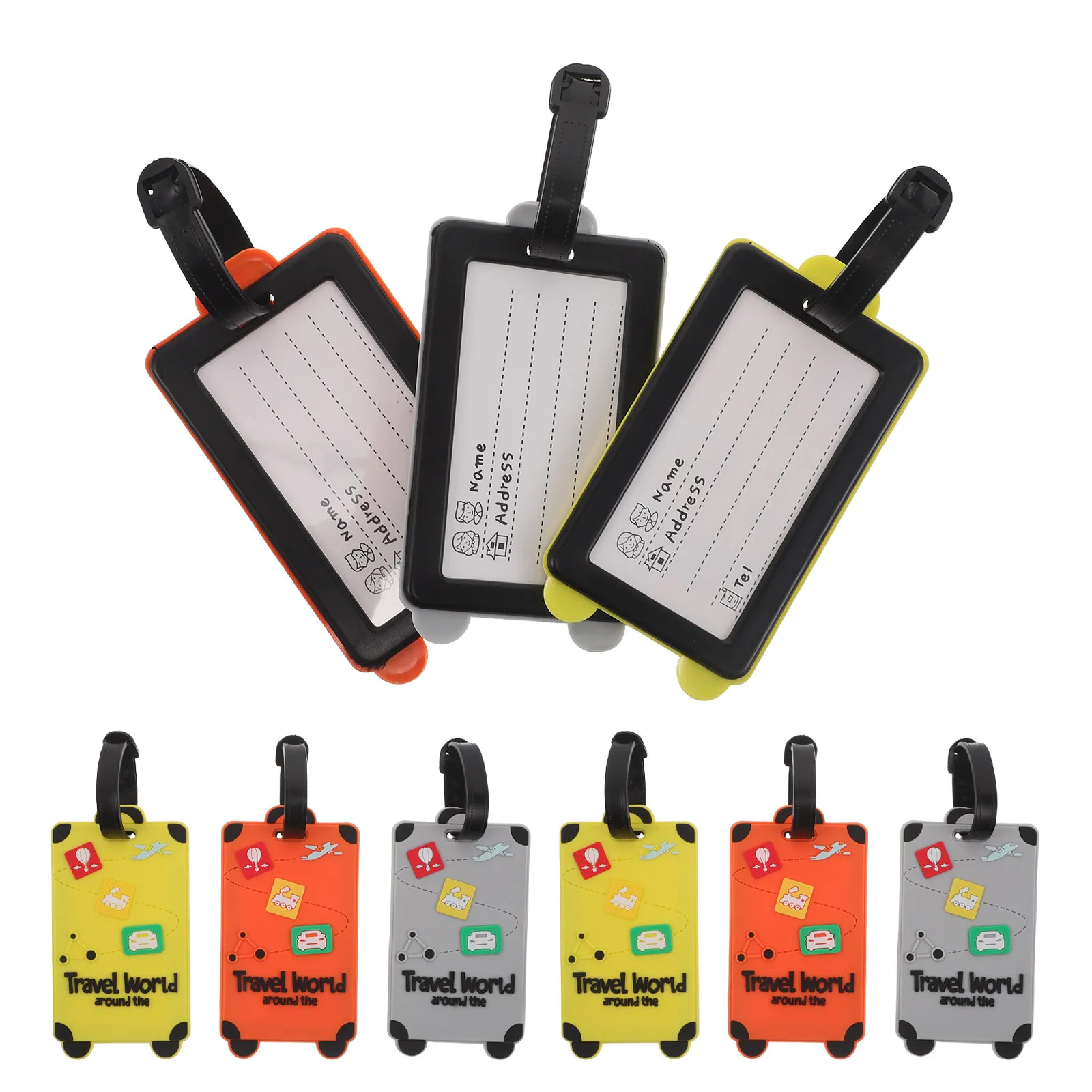 

Набор из 9 цветных водонепроницаемых идентификационных бирок для багажа из ПВХ, надежные этикетки для чемоданов, для авиаперелетов и круизов