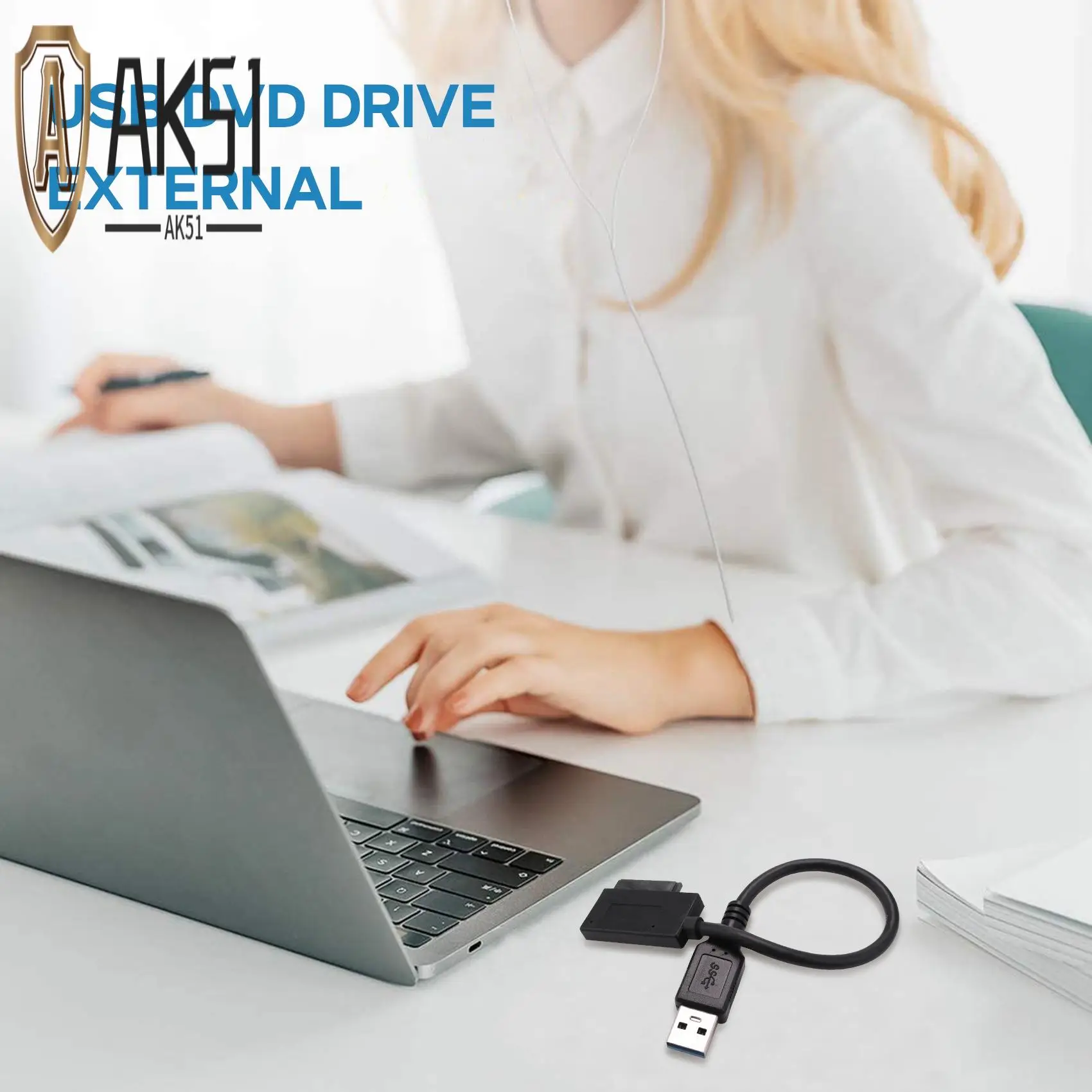 

AK51-USB 3.0 To 7+6 13Pin Slimline SATA Laptop CD/DVD ROM Optical Drive Adapter Cable