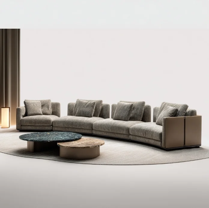 #Italian Design Modern Modular Sofa Eco-Friendly Luxury Comfort Sectional  Feature Curved Shape Living Room