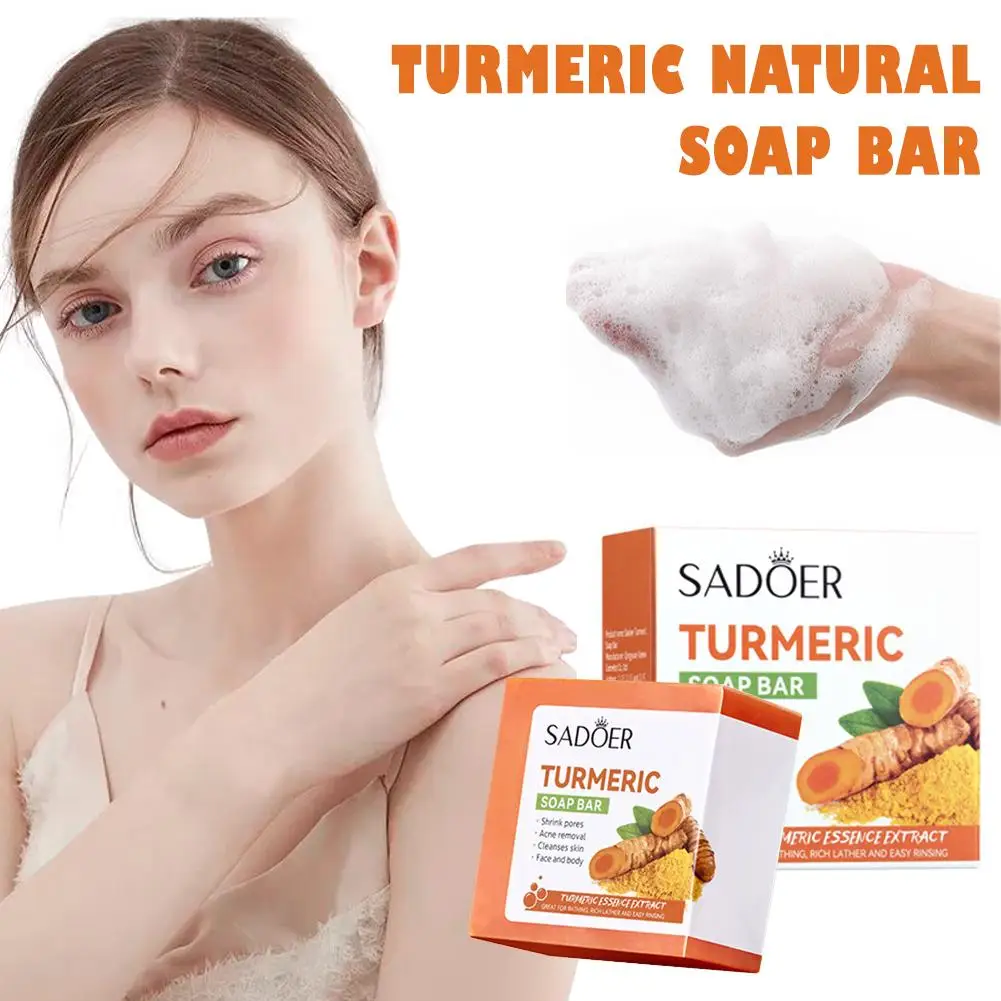 Sabonete natural de açafrão para refinar poros, remove acne, limpeza suave, excesso de óleo, pele, tratamento da pele, E2R0