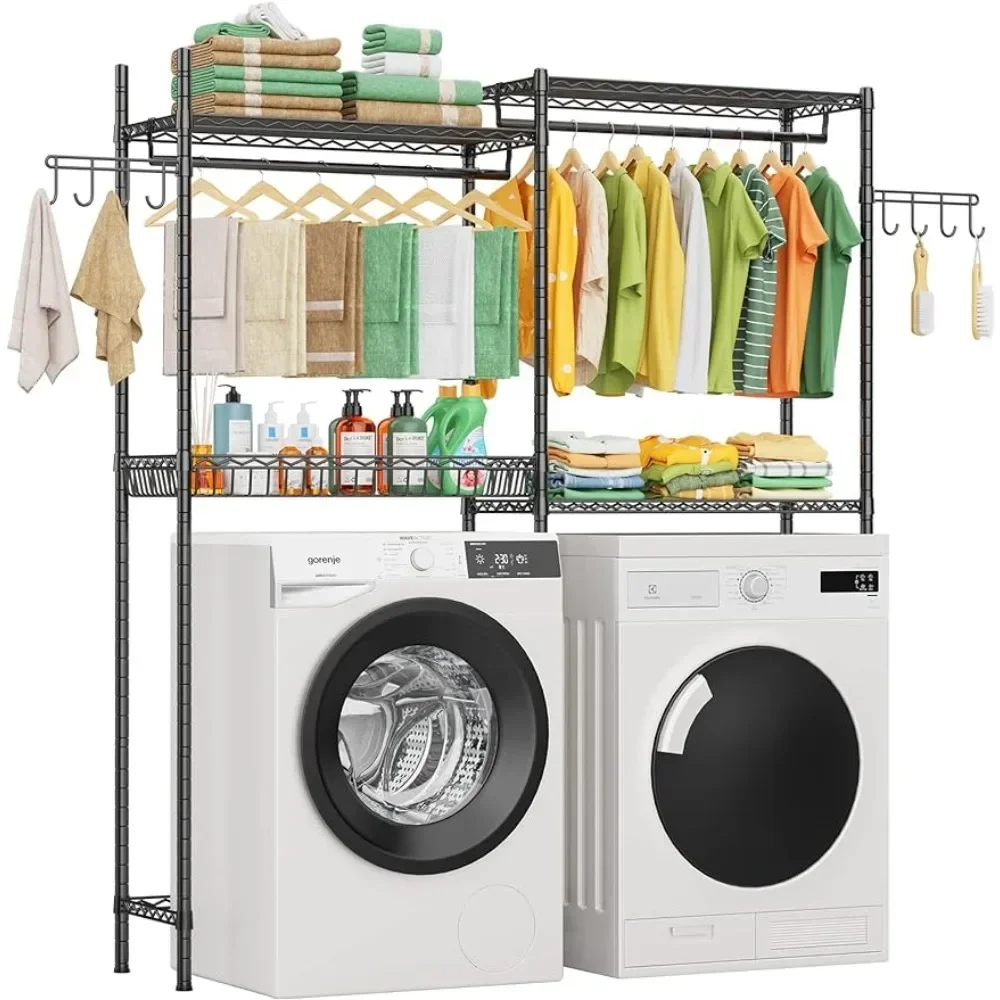 LEHOM Clothes Drying Rack,Over The Washer and Dryer Storage Shelf,Over Dryer Towel Racks Bathroom Space Saving 2 Tiers