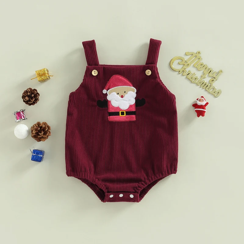 Newborn Baby Corduroy Overalls Jumpsuits  Infant Boys Girls Xmas Romper Santa Claus Christmas Tree Elk Bodysuit Winter Clothes