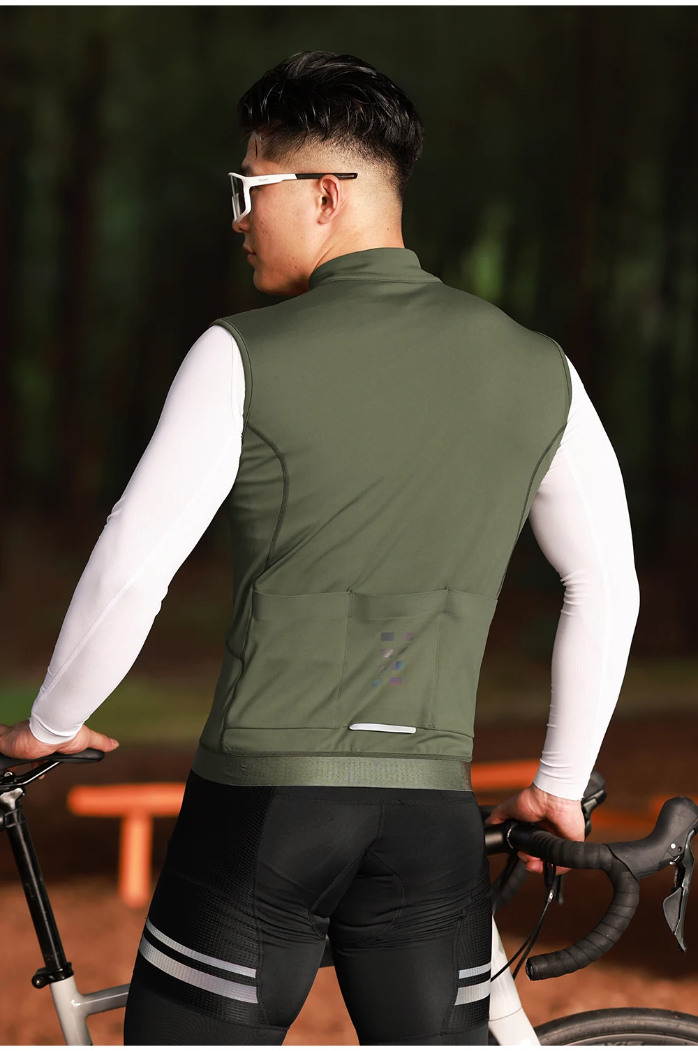 WOSAWE Men Cycling Vest Winter Warm Coat Windproof Vest Fleece-lined MTB Bike Bicycle Clothing YKK Two Way Zippers