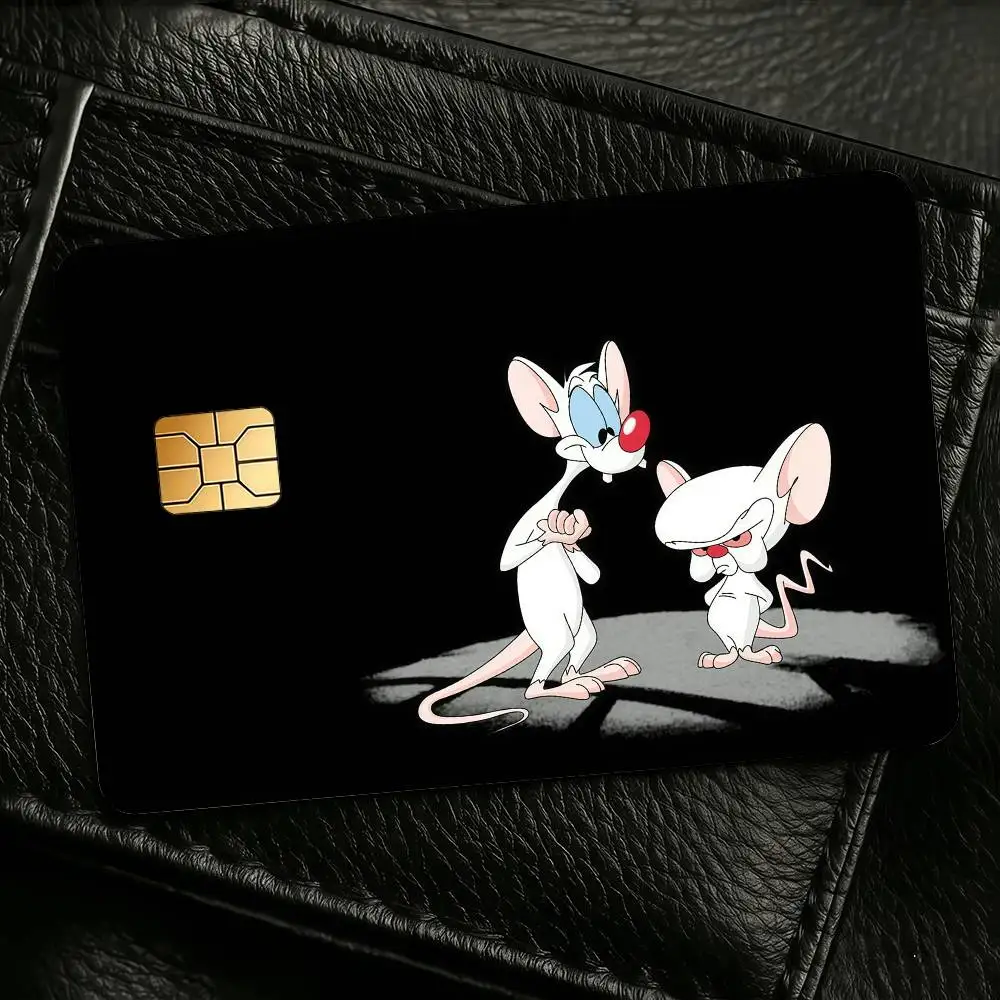 Cartoon P-Pinky And B-Brain Credit Skin Cover Card Stickers 4PCS Film Bus Pass Front Decoration Bank Debit Waterproof