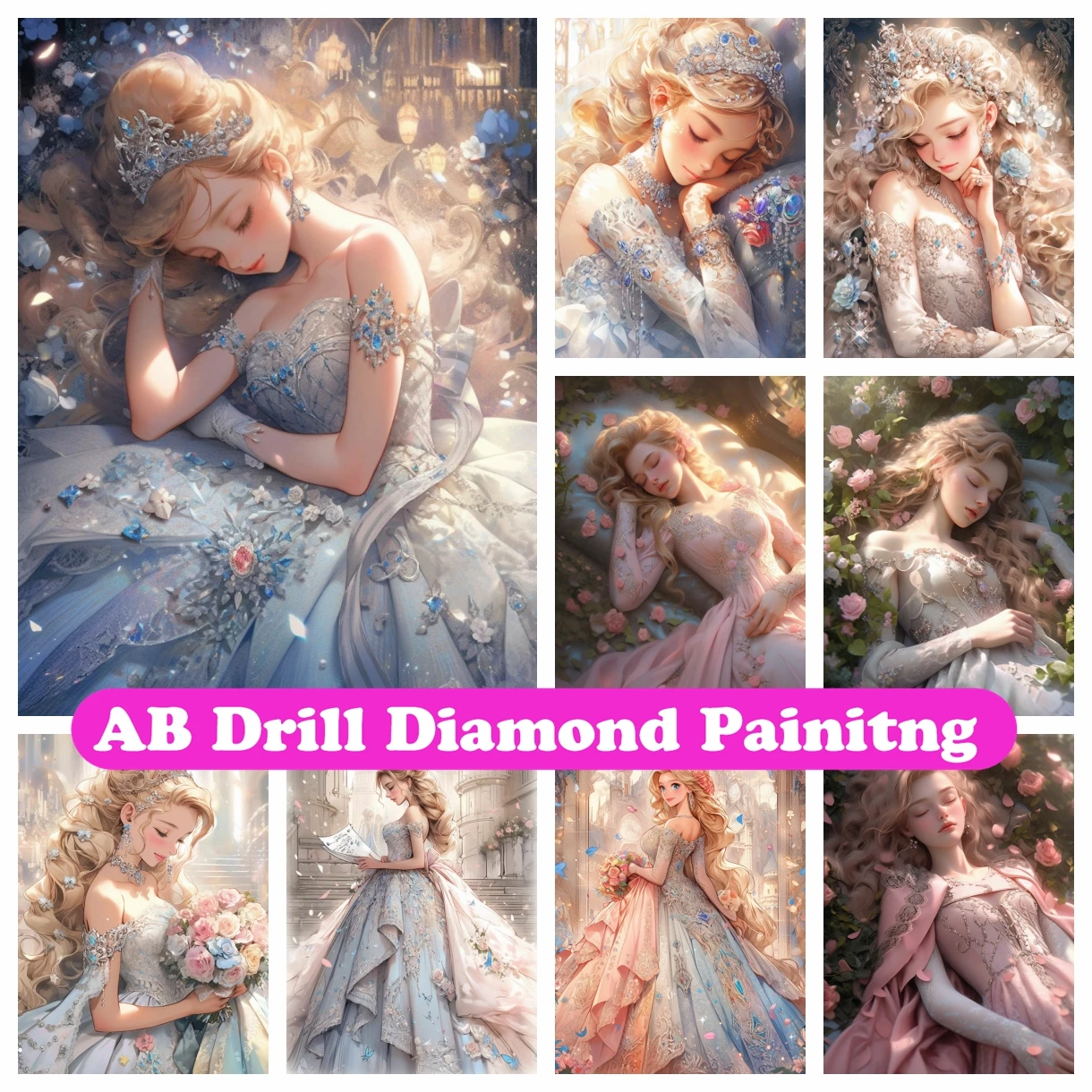 

Sleeping Beauty 5D DIY AB Diamond Painting Mosaic Disney Princess Diamond Embroidery Cross Stitch Picture Home Decor Gift