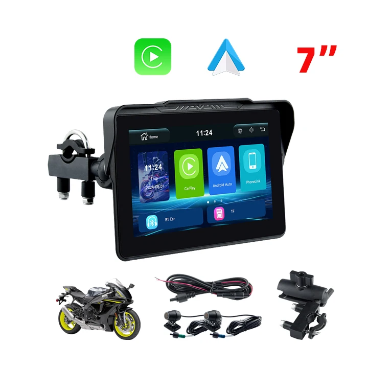 

top sale EKIY 7 Inch Carplay Motorcycle Portable Wireless CarPlay Android Auto Screen Mirroring Screen Motorcycle Navigation