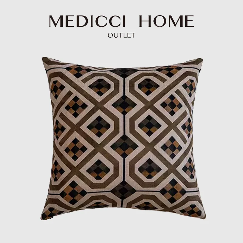 Medicci Home Modern Vintage Throw Pillowcase Dynamic Design Geometry Decorative Cushion Cover 45x45 For Deep Seat Bed Couch Sofa