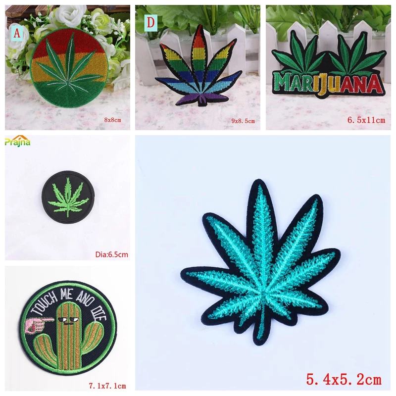 10PCS/lots Leaf Patch Four Leaf Clover Embroidery Patch Iron On Patches For Clorhing Cartoon Embroidered Patches On Clothes DIY