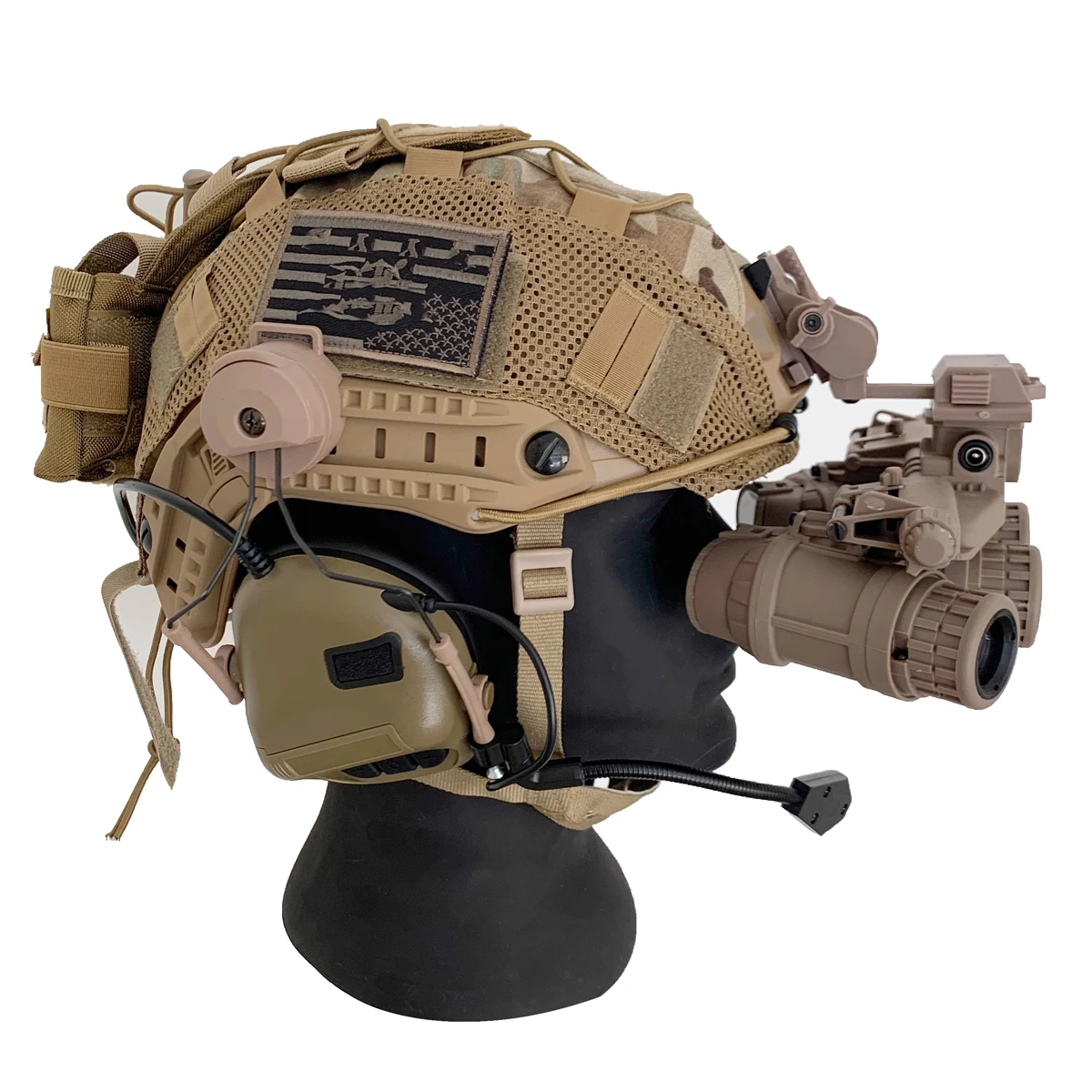 CS Tactical Helmet Set with Night Vision Model Communication Headset Nylon L4G24 Bracket for Outdoor Airsoft Shooting CosPlay