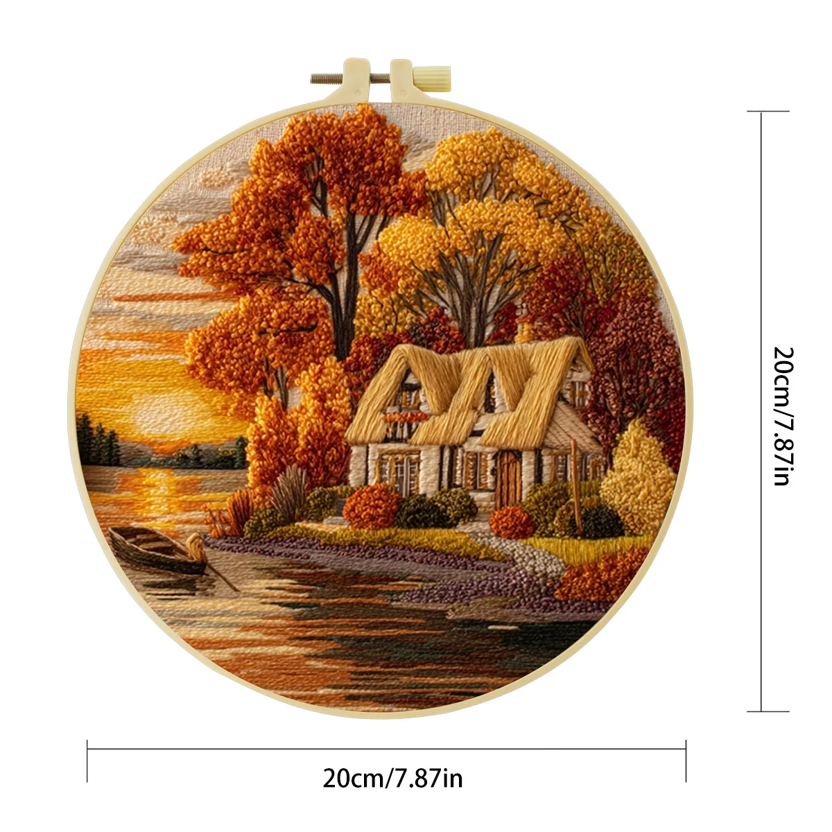 1 Stück 20X20CM/15X15CM 7,87/6,3 Zoll Sonnenuntergang Stickerei Starter-Kit DIY-Kit DIY-Stickerei-Set Handarbeiten Nähkunst Heimdekoration – Detail 3