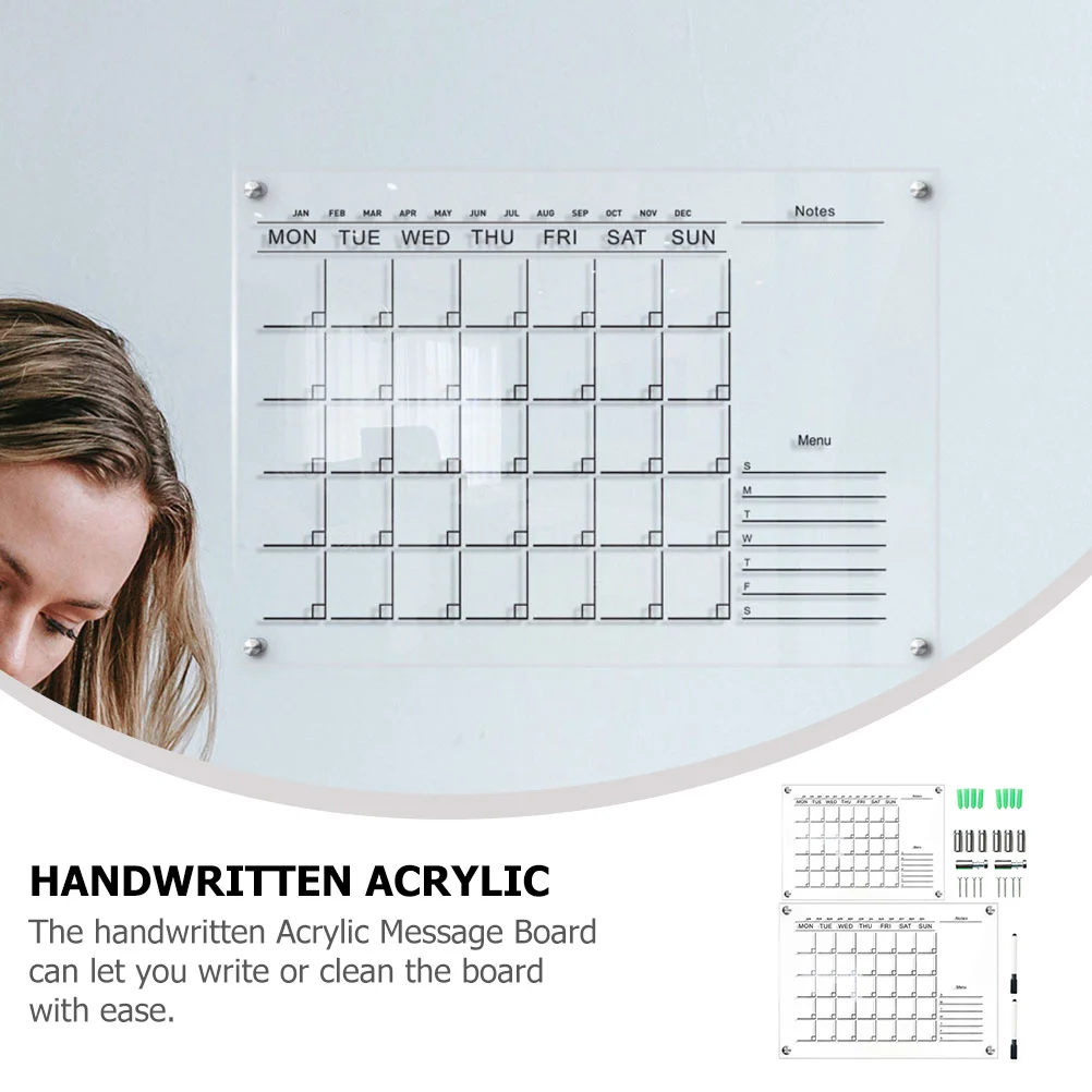 

1 set 1 Set Transparent Dry Erase Acrylic Weekly Planner Wall Message Board For Office Home School Clear Handwritten Note Board