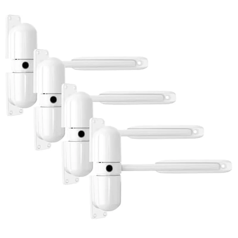 ABGR-4-teiliges automatisches Türschließer-Set, Feder-Türschließer-Set, robuste, selbstschließende Türscharniere, für Tor, Garage, Sicherheit, Weiß