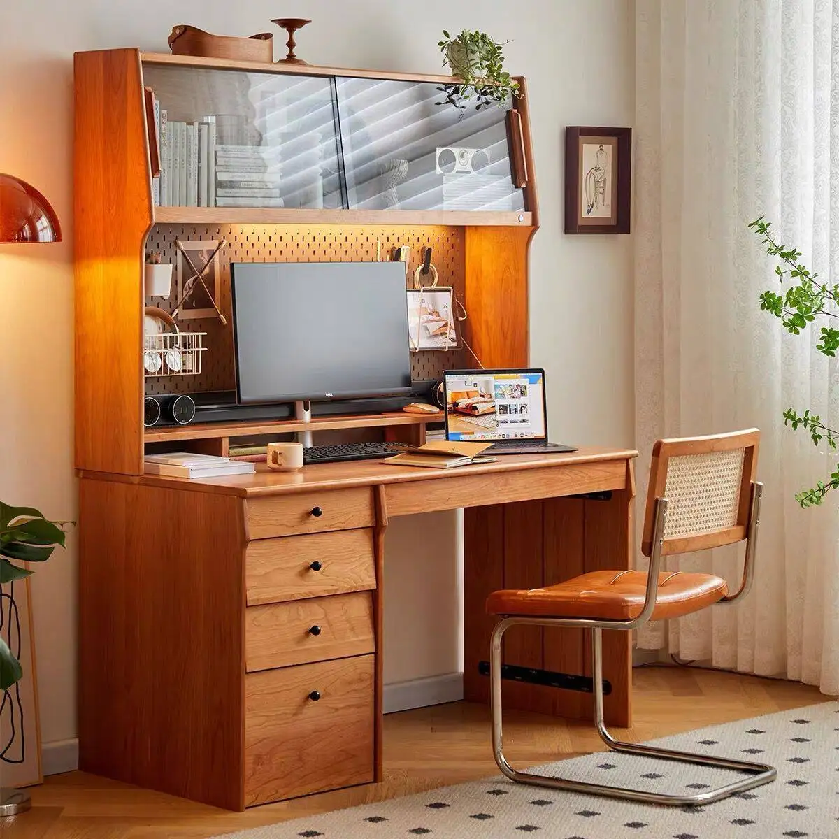 Nordic desk integrated storage bookcase home writing desk computer table study table