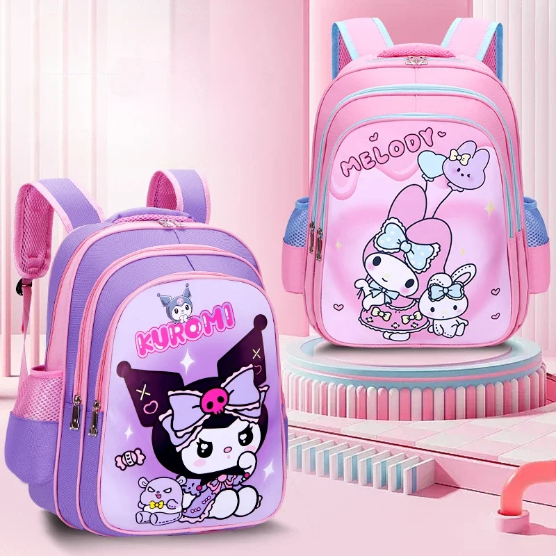 Sac à dos Sanurgente Kuromi My Melody Anime pour enfants, cartables de dessin animé mignons, sac initié de grande capacité, cadeau d'anniversaire pour un ami, nouveau