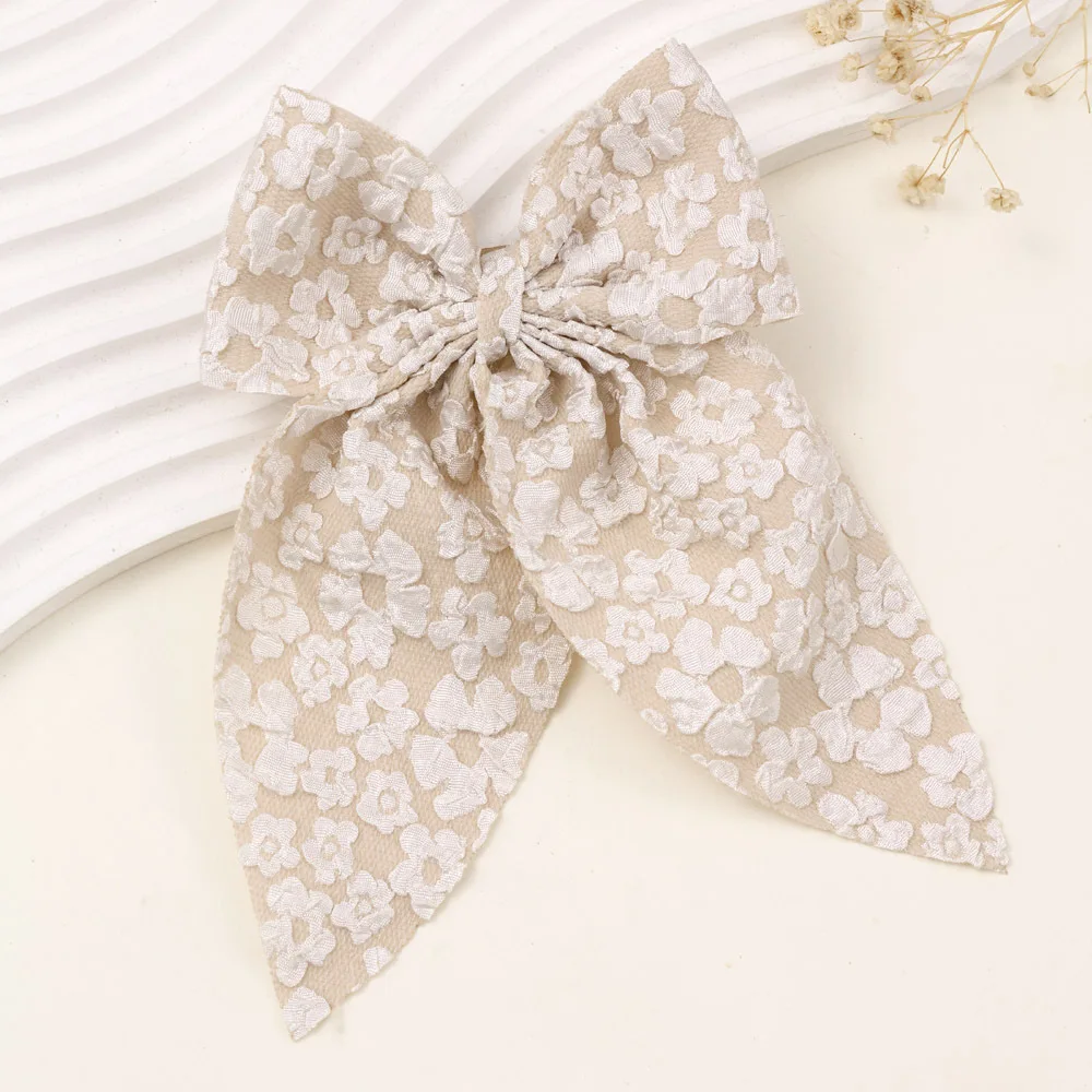 50 ピース/ロット花刺繍弓ヘアクリップ寓話弓女性と女の子サイドクリップ子供クランプバレッタ女性ヘアグリップ帽子バルク