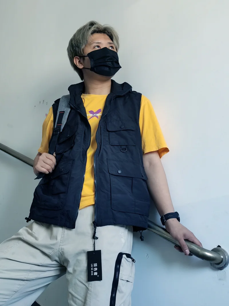 سترات مع قلنسوة متعددة الجيوب للتصوير الفوتوغرافي للرجال والنساء صدرية للصحفيين أدوات سترة متطوعة زي عمل سريع الجفاف لصيد الأسماك #5