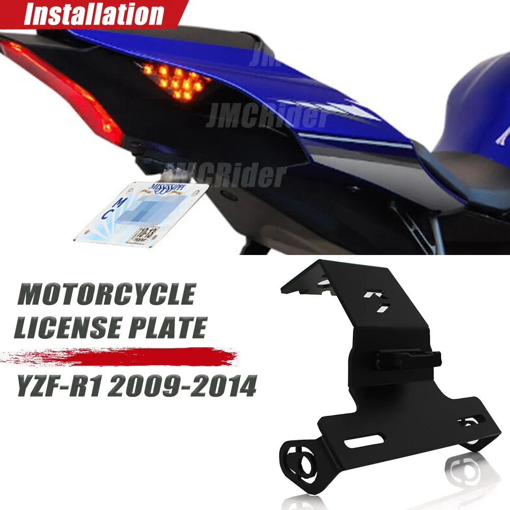 For Yamaha YZF R1 2004 2005 2006 2007 2008 2009 2010 2011 2012 2013 2014 Motorcycle License Plate Holder Frame with LED Light