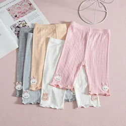 Girls Knee Length Leggings Slim Short Pants Teens Cartoon Rabbit Five-point Trousers 2024 Summer 3 To 12Yrs Children's Clothes