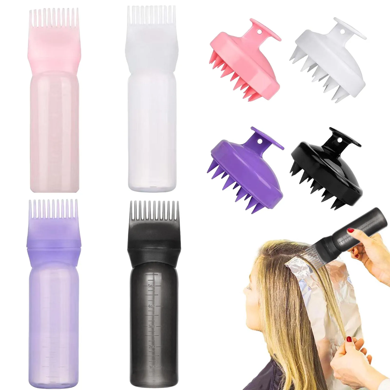 

Root Comb Applicator Bottle and Scalp Massager Soft Bristles Scalp Scrubber Comb Applicators Hair Scrubber for Both Wet Dry Hair