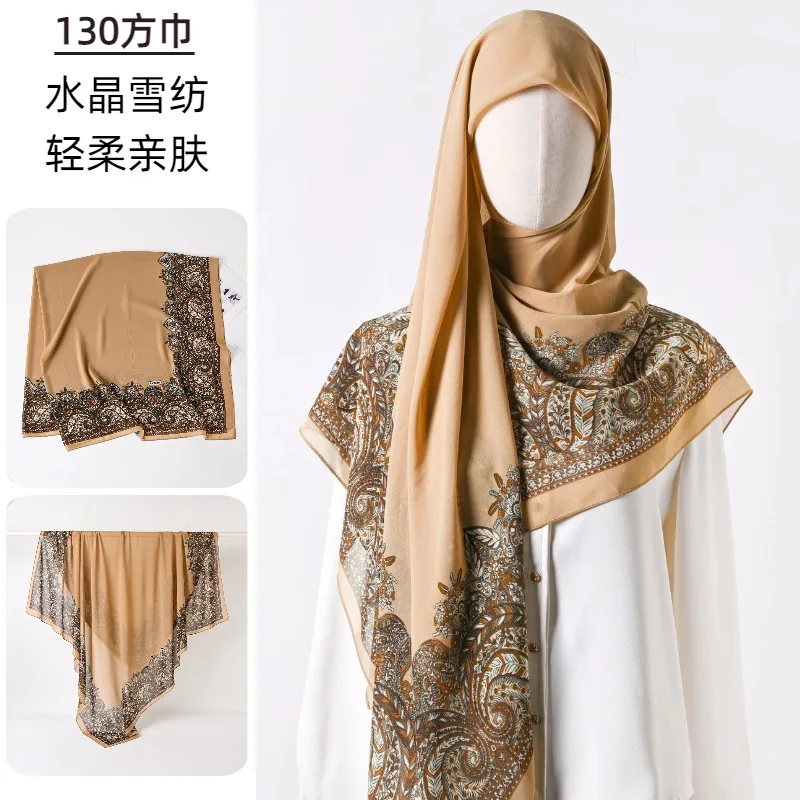 أنثى الشيفون الحجاب أزياء مسلم واقية من الشمس تنوعا وشاح رباعي شال طويل التفاف وشاح اليد