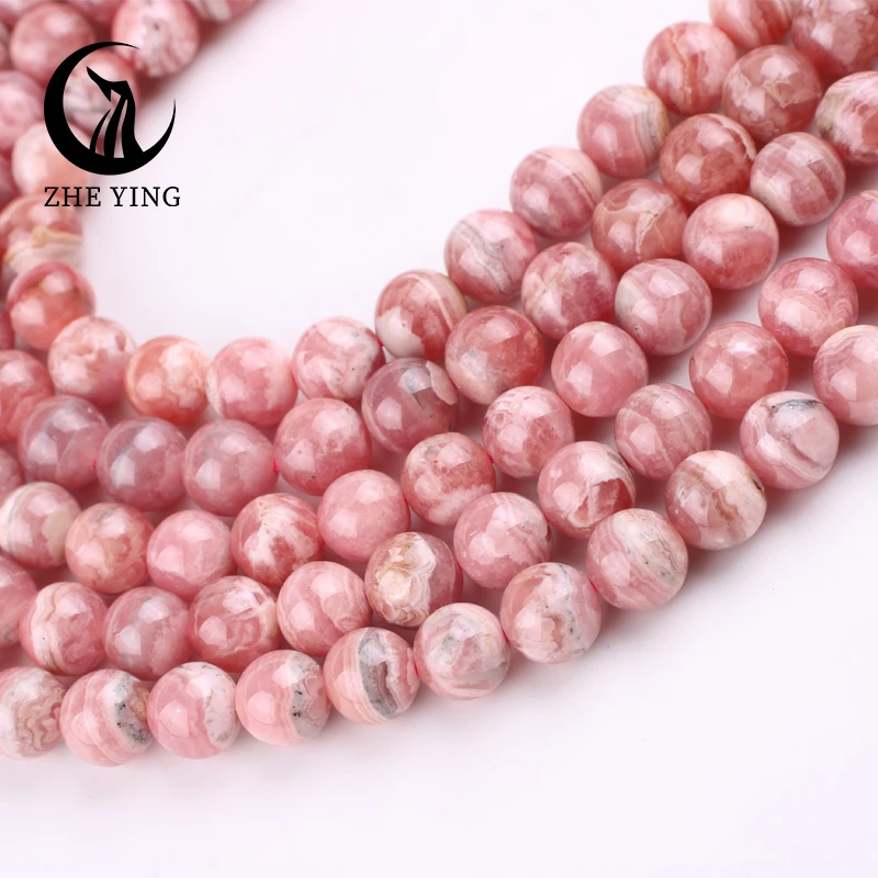 AAAAA Natural Stone Rhodochrosite Beads Argentinian Round Loose Spacer Beads 6/8/10mm For Jewelry Making DIY Bracelets Accessory