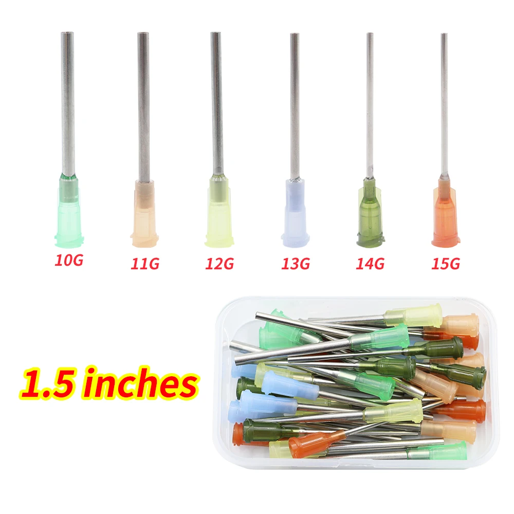 30pcs 38mm Dispensing Needle Syringe Needle 1.5 Inch Dispensing Needle for Filling Glue and Syringe, 6 Different Specifications