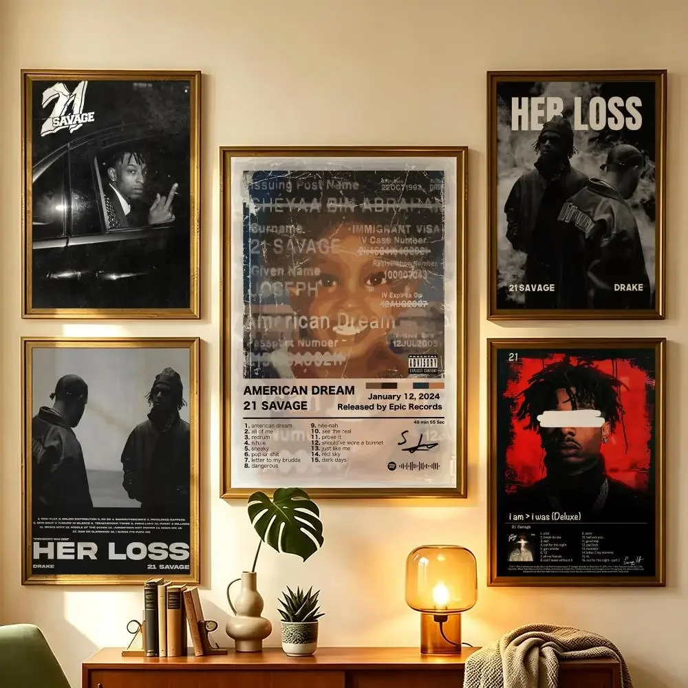 21 Savage Cool Hip Hop Rap Music Self-Adhesive Poster Peel and Stick Waterproof Removable HD Print for Dorm Room Bedroom Decor