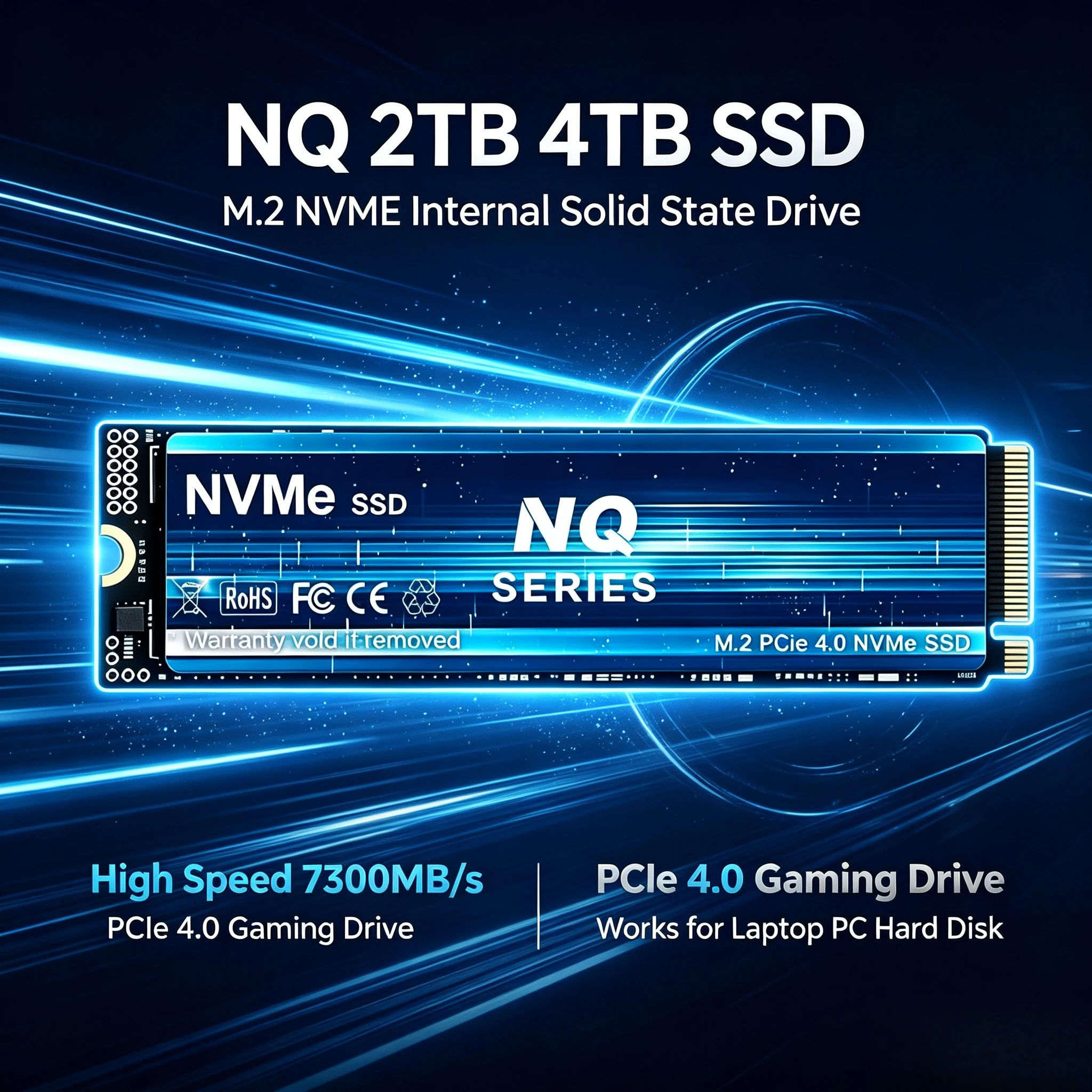 High Speed 7300MB/s PCIe 4.0 NQ 2TB 4TB SSD M.2 NVMe Internal Solid State Drive  Gaming Drive Works for Laptop PC Hard Disk