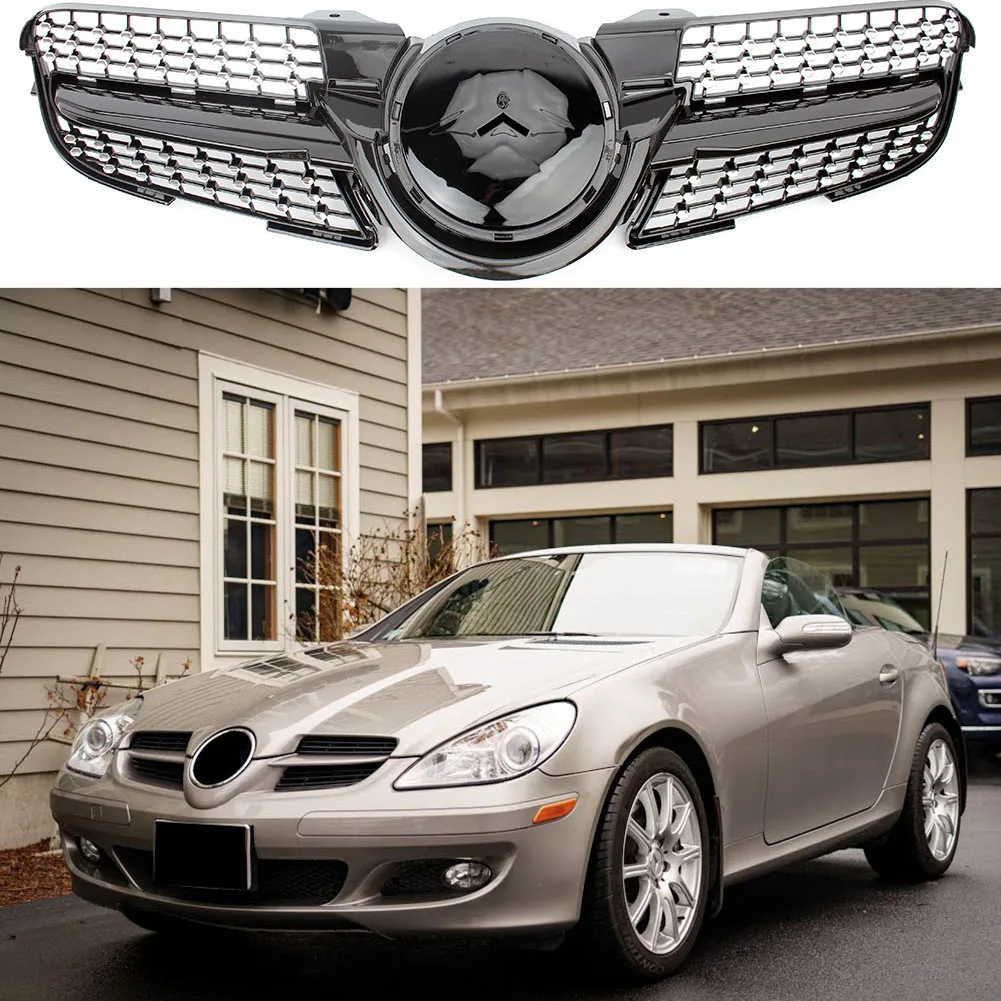 Front Racing Billet Bumper Grille Upper Cover For Mercedes-Benz R171 SLK-Class SLK200 SLK230 SLK280 SLK300 SLK320 350 2008-2010