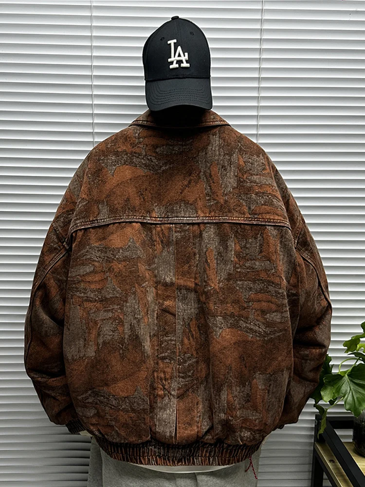 

Новая мужская утепленная куртка-пуховик свободного кроя 2025 года, белая, с воротником-стойкой, камуфляжная, теплая, модная, в стиле ретро