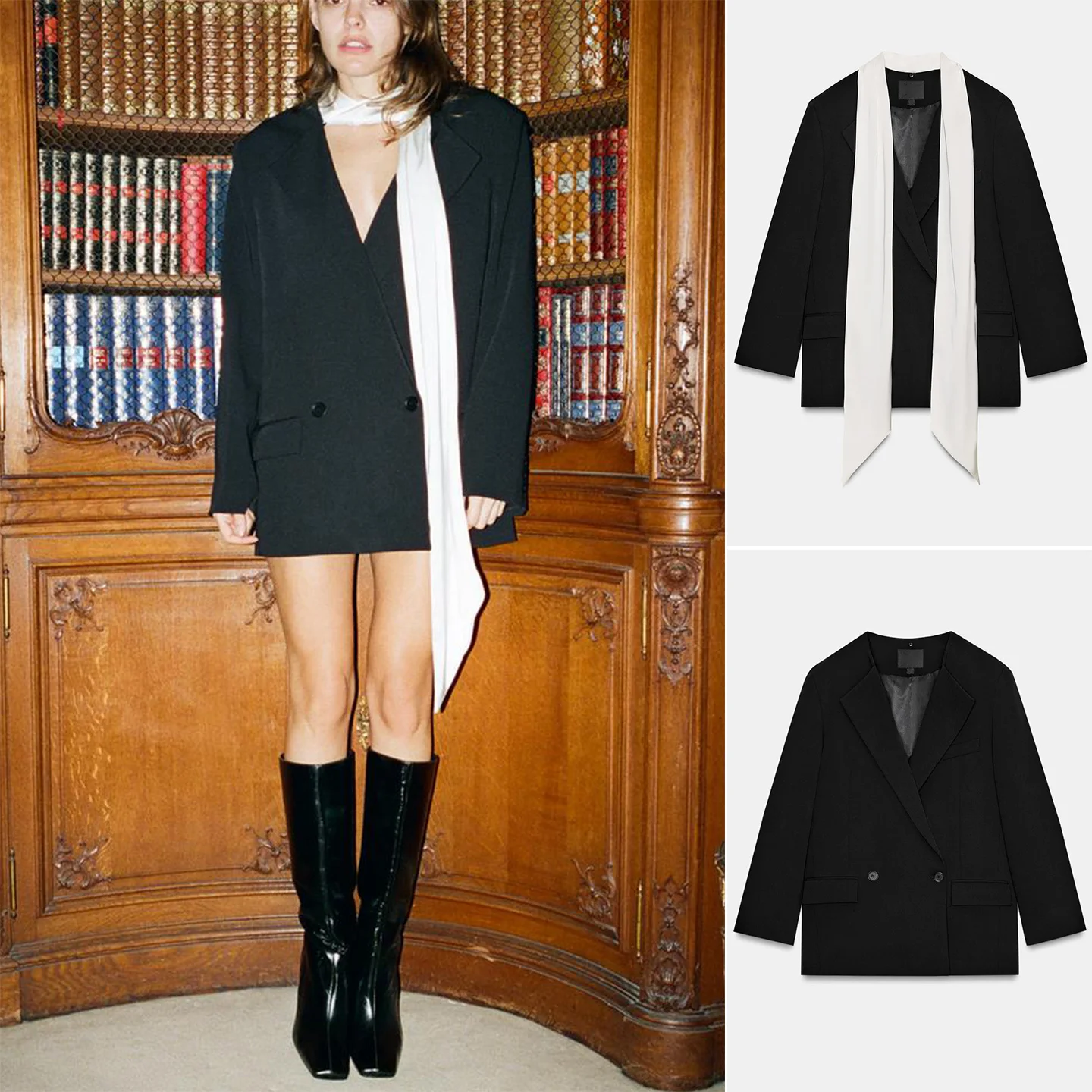 

Winter New Women's Suit Coat with oulder Pads Removable Scarf Long Sve Turn-down Collar Commuter Polyester Fiber Casual ...